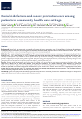 Cover page of Social Risk Factors and Cancer Prevention Care among Patients in Community Health Care Settings.