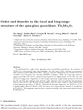 Cover page: Order and disorder in the local and long-range
structure of the spin-glass pyrochlore, Tb2Mo2O7