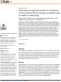 Cover page: Brain basis of cognitive resilience: Prefrontal cortex predicts better reading comprehension in relation to decoding