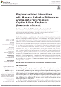 Cover page: Elephant-Initiated Interactions with Humans: Individual Differences and Specific Preferences in Captive African Elephants (Loxodonta africana)