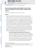 Cover page: Genome-wide association study identifies 32 novel breast cancer susceptibility loci from overall and subtype-specific analyses