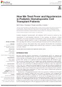 Cover page: How We Treat Fever and Hypotension in Pediatric Hematopoietic Cell Transplant Patients