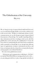 Cover page of The Globalization of the University