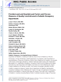 Cover page: Provider-Level and Hospital-Level Factors and Process Measures of Quality Care Delivered in Pediatric Emergency Departments.