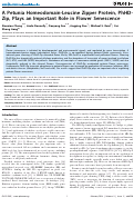 Cover page: A Petunia Homeodomain-Leucine Zipper Protein, PhHD-Zip, Plays an Important Role in Flower Senescence