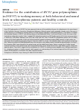 Cover page: Evidence for the contribution of HCN1 gene polymorphism (rs1501357) to working memory at both behavioral and neural levels in schizophrenia patients and healthy controls