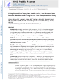 Cover page: Living Donor Liver Transplant for Alcoholic Liver Disease: Data from the Adult-to-adult Living Donor Liver Transplantation Study.