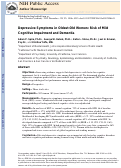 Cover page: Depressive symptoms in oldest-old women: risk of mild cognitive impairment and dementia.