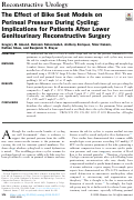 Cover page: The Effect of Bike Seat Models on Perineal Pressure During Cycling: Implications for Patients After Lower Genitourinary Reconstructive Surgery