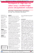 Cover page: Development of a high-value care culture survey: a modified Delphi process and psychometric evaluation