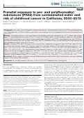 Cover page: Prenatal exposure to per- and polyfluoroalkyl substances (PFAS) from contaminated water and risk of childhood cancer in California, 2000–2015