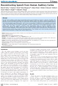 Cover page: Reconstructing speech from human auditory cortex.