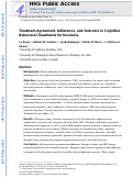 Cover page: Treatment agreement, adherence, and outcome in cognitive behavioral treatments for insomnia.