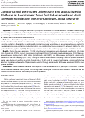 Cover page: Comparison of Web-Based Advertising and a Social Media Platform as Recruitment Tools for Underserved and Hard-to-Reach Populations in Rheumatology Clinical Research.