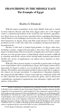 Cover page: Franchising in the Middle East: The Example of Egypt