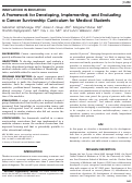 Cover page: A Framework for Developing, Implementing, and Evaluating a Cancer Survivorship Curriculum for Medical Students