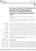 Cover page: Intranasal Oxytocin for Stimulant Use Disorder Among Male Veterans Enrolled in an Opioid Treatment Program: A Randomized Controlled Trial