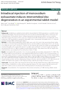 Cover page: Intradiscal injection of monosodium iodoacetate induces intervertebral disc degeneration in an experimental rabbit model