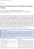Cover page: Sensory and Choice Responses in MT Distinct from Motion Encoding