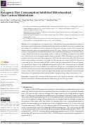 Cover page: Ketogenic Diet Consumption Inhibited Mitochondrial One-Carbon Metabolism