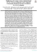 Cover page: Significance of Coronary Artery Calcium Found on Non-Electrocardiogram-Gated Computed Tomography During Preoperative Evaluation for Liver Transplant.