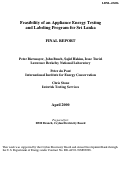 Cover page: Feasibility of an appliance energy testing and labeling program for Sri 
Lanka