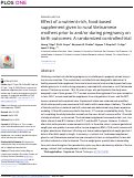 Cover page: Effect of a nutrient-rich, food-based supplement given to rural Vietnamese mothers prior to and/or during pregnancy on birth outcomes: A randomized controlled trial.