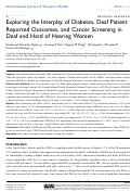 Cover page: Exploring the Interplay of Diabetes, Deaf Patient Reported Outcomes, and Cancer Screening in Deaf and Hard of Hearing Women.