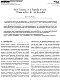 Cover page: Sale Timing in a Supply Chain: When to Sell to the Retailer