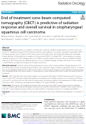 Cover page: End of treatment cone-beam computed tomography (CBCT) is predictive of radiation response and overall survival in oropharyngeal squamous cell carcinoma