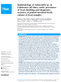 Cover page: Epidemiology of Salmonella sp. in California cull dairy cattle: prevalence of fecal shedding and diagnostic accuracy of pooled enriched broth culture of fecal samples