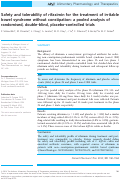 Cover page: Safety and tolerability of rifaximin for the treatment of irritable bowel syndrome without constipation: a pooled analysis of randomised, double-blind, placebo-controlled trials.