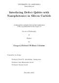 Cover page: Interfacing Defect Qubits with Nanophotonics in Silicon Carbide