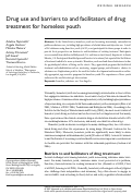 Cover page: Drug use and barriers to and facilitators of drug treatment for homeless youth.