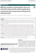 Cover page: Efficient isolation of protoplasts from rice calli with pause points and its application in transient gene expression and genome editing assays