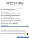 Cover page: Meta-analysis of the Modified Checklist for Autism in Toddlers, Revised/Follow-up for Screening.