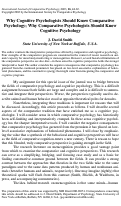 Cover page: Why Cognitive Psychologists Should Know Comparative Psychology; Why Comparative Psychologists Should Know Cognitive Psychology