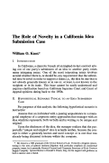 Cover page: The Role of Novelty in a California Idea Submission Case