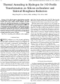 Cover page: Thermal annealing in hydrogen for 3-D profile transformation on silicon-on-insulator and sidewall roughness reduction