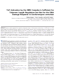 Cover page: Tel1 Activation by the MRX Complex Is Sufficient for Telomere Length Regulation but Not for the DNA Damage Response in Saccharomyces cerevisiae