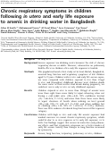 Cover page: Chronic respiratory symptoms in children following in utero and early life exposure to arsenic in drinking water in Bangladesh