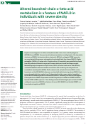 Cover page: Altered branched-chain α-keto acid metabolism is a feature of NAFLD in individuals with severe obesity.