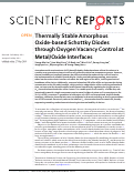 Cover page: Thermally Stable Amorphous Oxide-based Schottky Diodes through Oxygen Vacancy Control at Metal/Oxide Interfaces