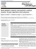 Cover page: Blunt pediatric anterior and posterior urethral trauma: 32-year experience and outcomes