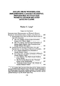 Cover page: Escape from Wonderland: Implementing Canada's Rational Procedures to Evaluate Women's Gender-Related Asylum Claims