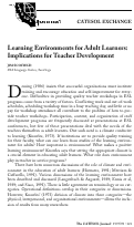 Cover page: Learning Environments for Adult Learners: Implications for Teacher Development