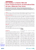 Cover page: ALK Inhibitors in Patients With ALK Fusion–Positive GI Cancers: An International Data Set and a Molecular Case Series