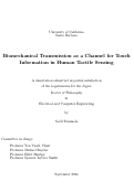 Cover page: Biomechanical Transmission as a Channel for Touch Information in Human Tactile Sensing