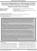 Cover page: Increasing Completion Rate of an M4 Emergency Medicine Student End-of-Shift Evaluation Using a Mobile Electronic Platform and Real-Time Completion