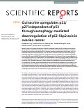 Cover page: Quinacrine upregulates p21/p27 independent of p53 through autophagy-mediated downregulation of p62-Skp2 axis in ovarian cancer